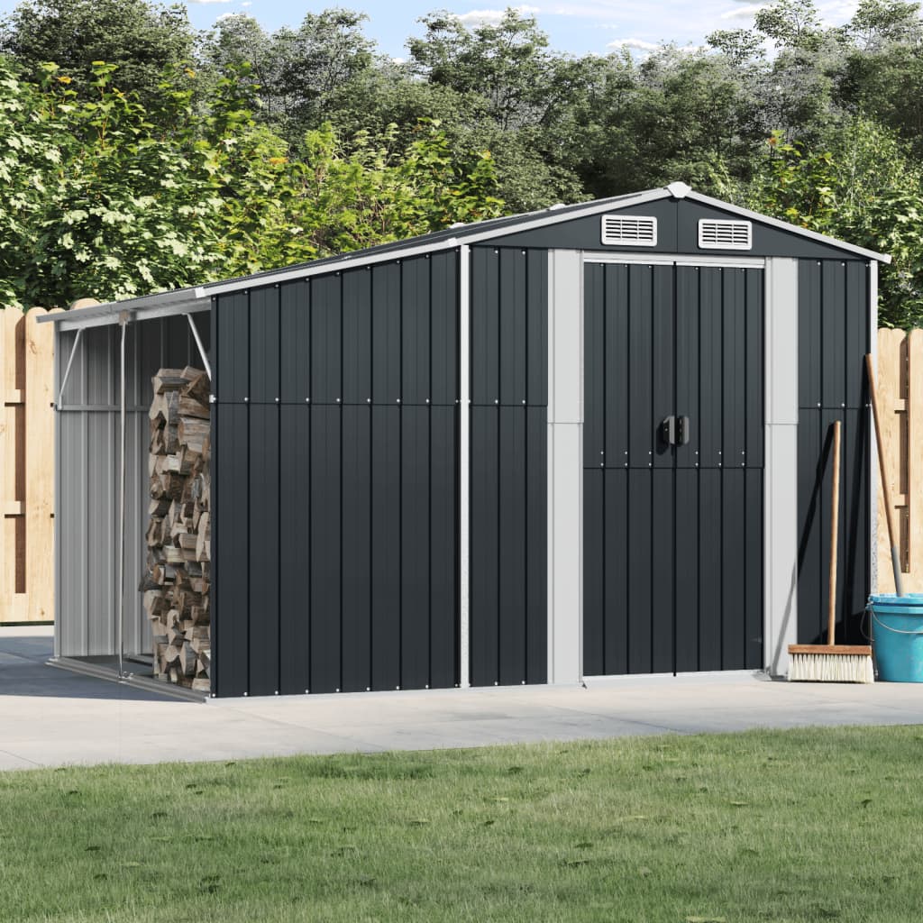 Anthracite Gartenschuppen 277x192.5x179 cm verzinkter Stahl