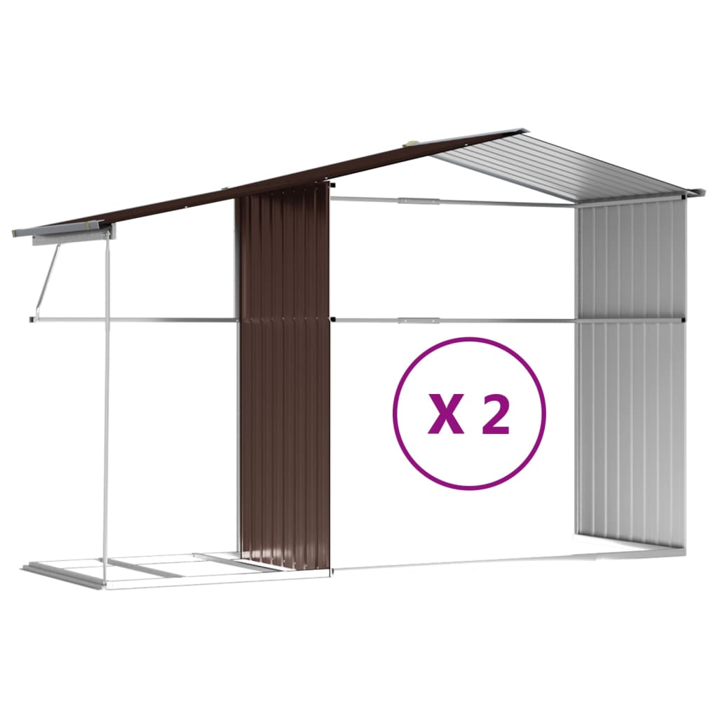Galpão de jardim marrom 277x279x179 cm aço galvanizado