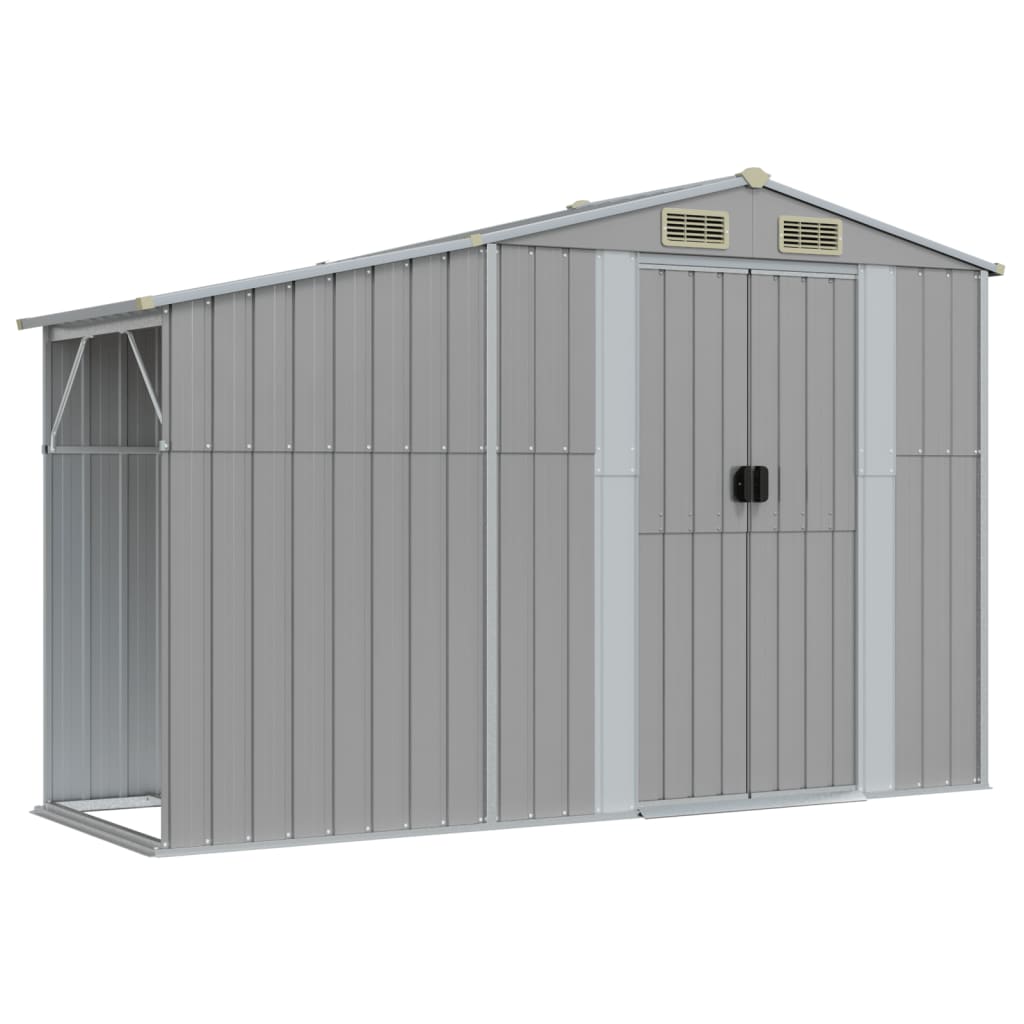 Cobertizo de jardín gris 277x93x179 cm de acero galvanizado