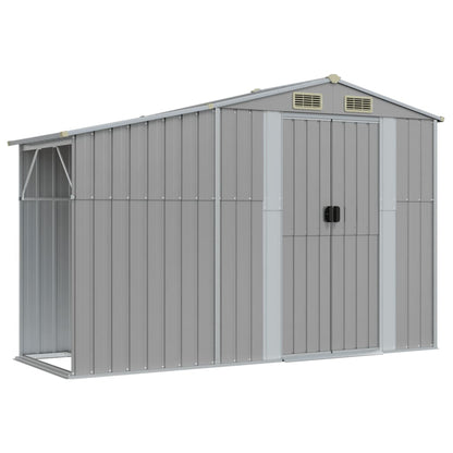 Cobertizo de jardín gris 277x93x179 cm de acero galvanizado