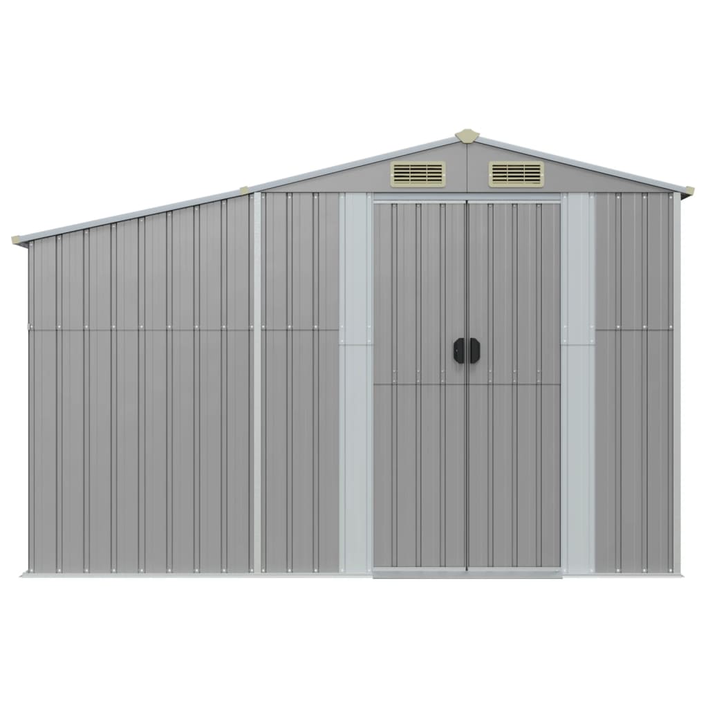 Cobertizo de jardín gris 277x93x179 cm de acero galvanizado