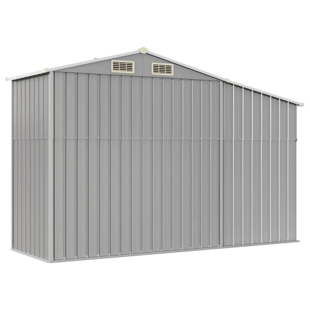 Cobertizo de jardín gris 277x93x179 cm de acero galvanizado