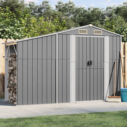 Cobertizo de jardín gris 277x93x179 cm de acero galvanizado