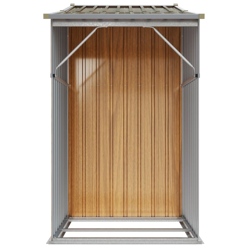 Galpão de jardim marrom 277x93x179 cm aço galvanizado