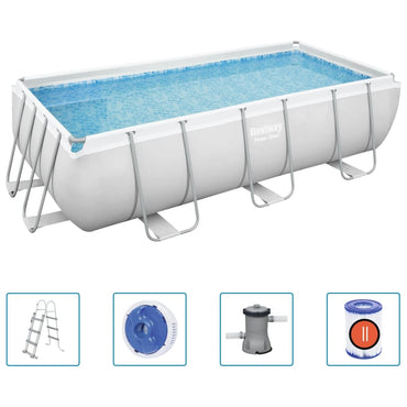 Bestway Ensemble de piscine Power Steel rectangulaire 404x201x100 cm