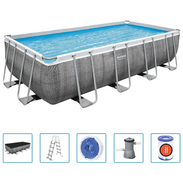 Bestway Ensemble de piscine Power Steel Rectangulaire 488x244x122 cm