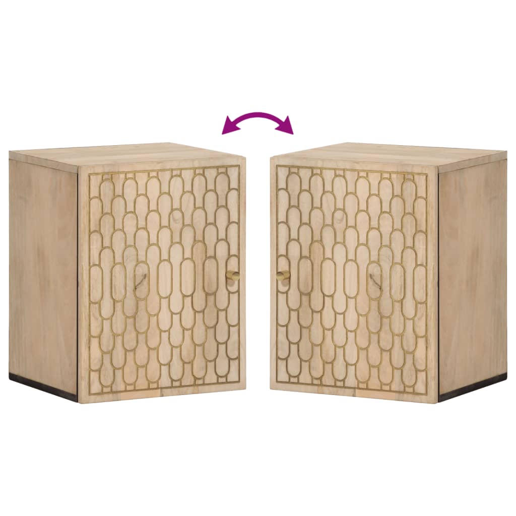 Armoire de salle de bain murale 38x33x48cm bois massif manguier