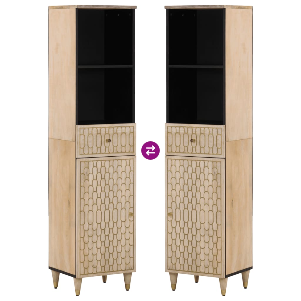 Armadio da bagno 38x33x160 cm legno di mango solido