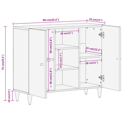 90x333x75 cm mobile in legno di mango solido