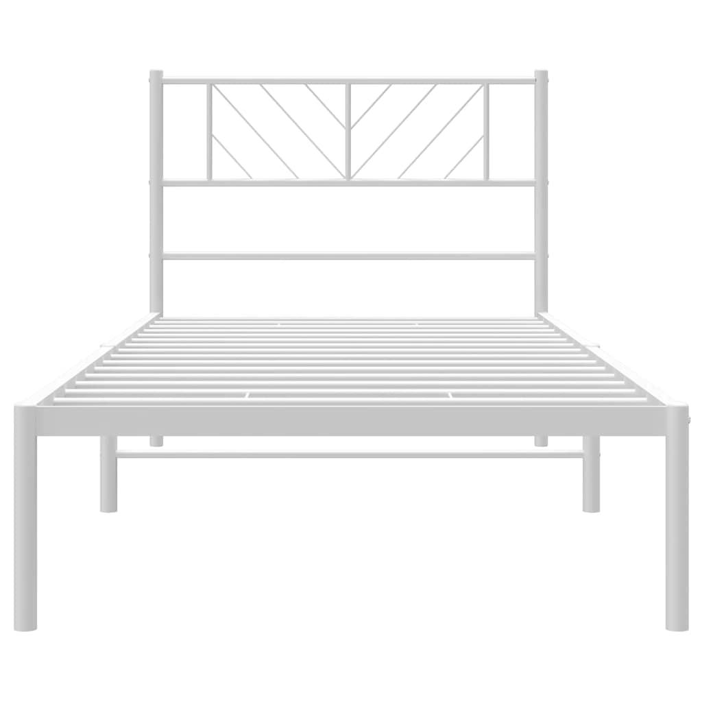 Cadre de lit métal avec tête de lit blanc 100x190 cm