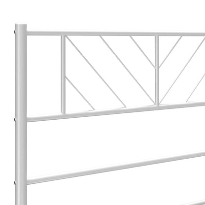 Cadre de lit métal avec tête de lit blanc 100x190 cm