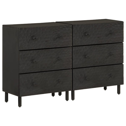 Side cabinets 2pcs black 60x333x75cm Mangoier solid wood