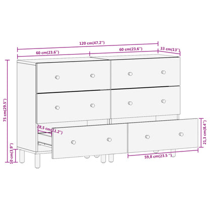 Side cabinets 2pcs black 60x333x75cm Mangoier solid wood
