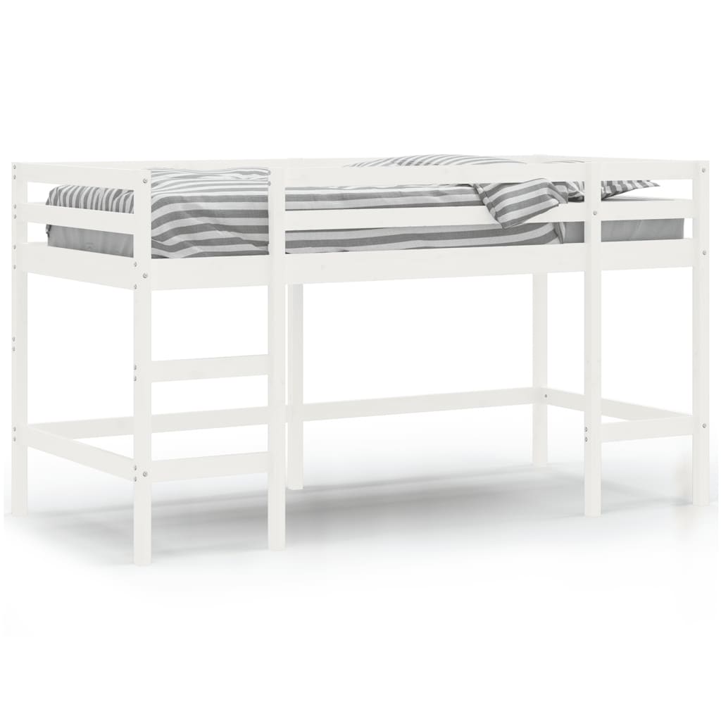 Lit mezzanine enfants en pin massif, blanc ou noir