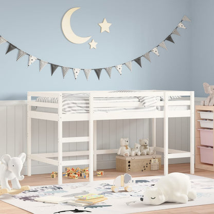 Lit mezzanine enfants en pin massif, blanc ou noir