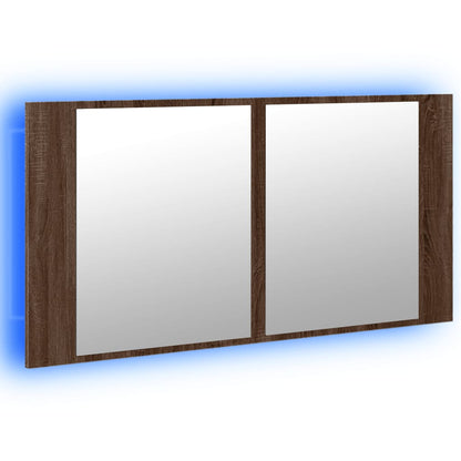 Massicello a specchio da bagno a LED Brown Oak 90x12x45 cm