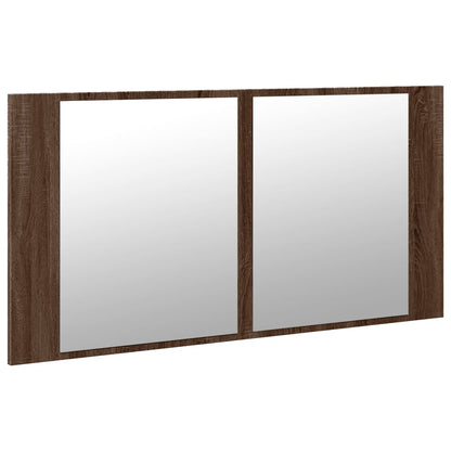 Massicello a specchio da bagno a LED Brown Oak 90x12x45 cm