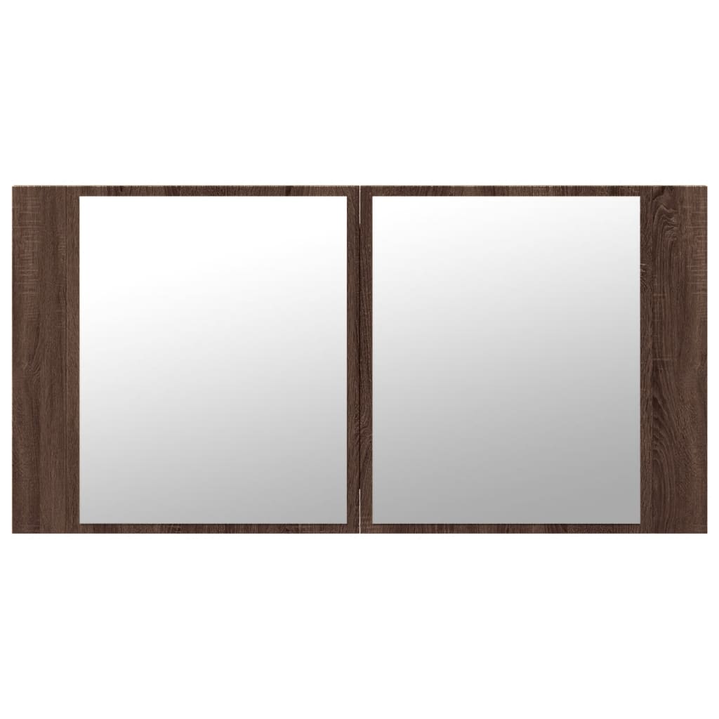 Massicello a specchio da bagno a LED Brown Oak 90x12x45 cm
