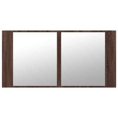 Massicello a specchio da bagno a LED Brown Oak 90x12x45 cm