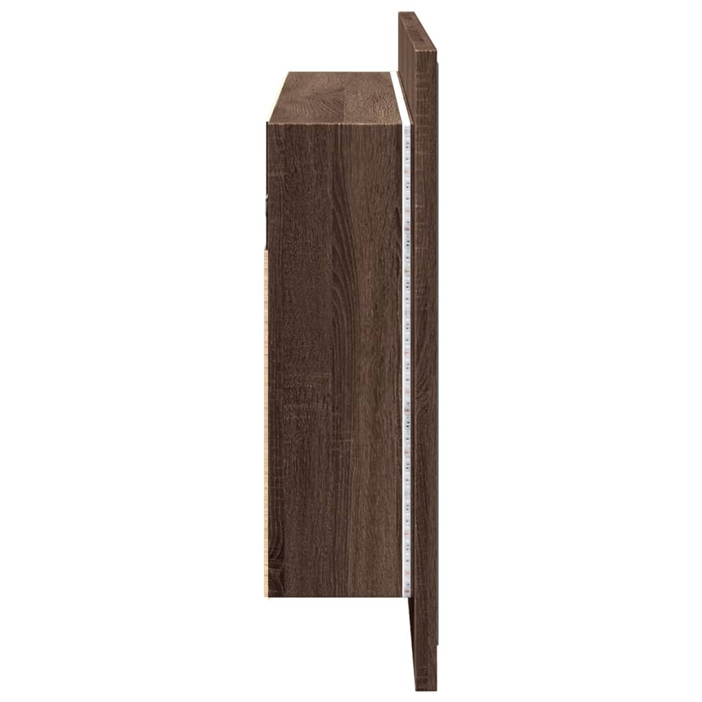 Massicello a specchio da bagno a LED Brown Oak 90x12x45 cm