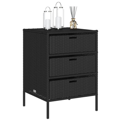 Armadietto di deposito da giardino nero 55x59x80 cm intrecciata intrecciata
