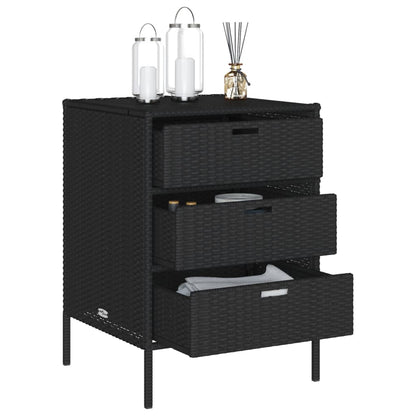 Armadietto di deposito da giardino nero 55x59x80 cm intrecciata intrecciata