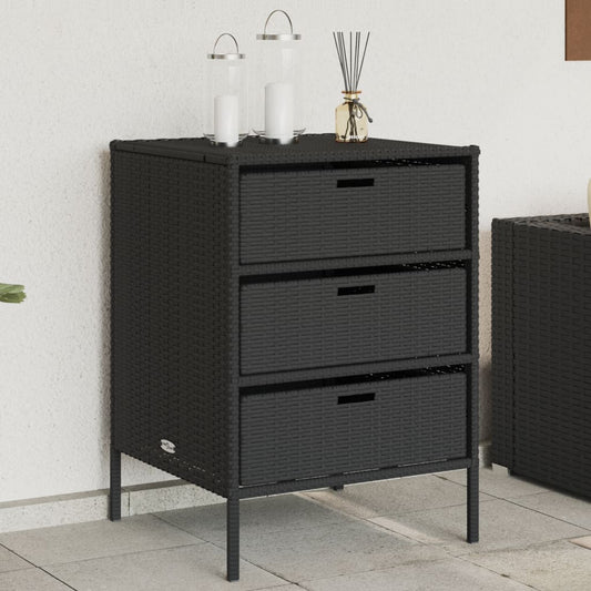 Armadietto di deposito da giardino nero 55x59x80 cm intrecciata intrecciata