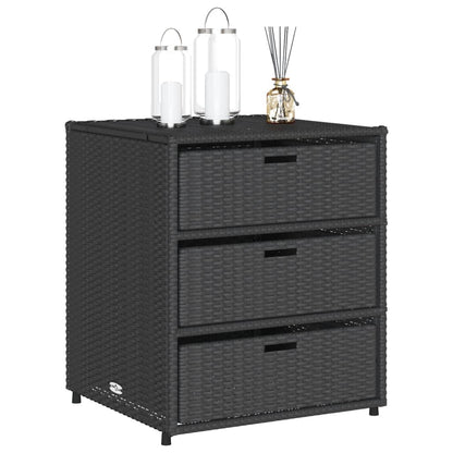 Armadietto di deposito da giardino nero 55x59x69 cm resina intrecciata