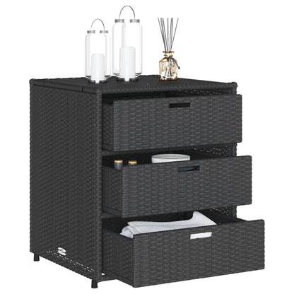 Armadietto di deposito da giardino nero 55x59x69 cm resina intrecciata