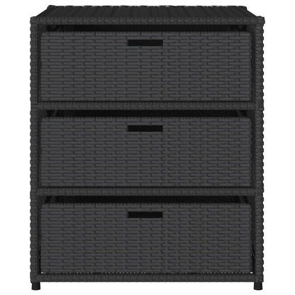 Armadietto di deposito da giardino nero 55x59x69 cm resina intrecciata