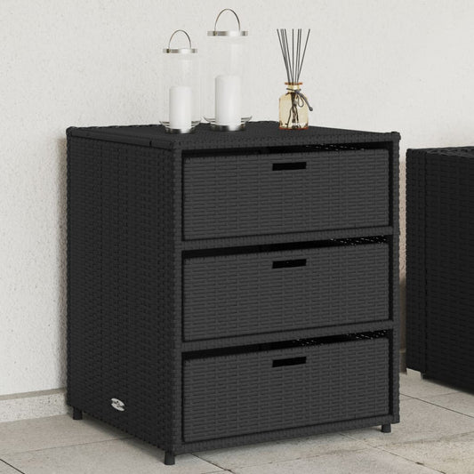 Armadietto di deposito da giardino nero 55x59x69 cm resina intrecciata