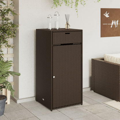 Mobile da deposito giardino marrone 55x55x111 cm resina intrecciata