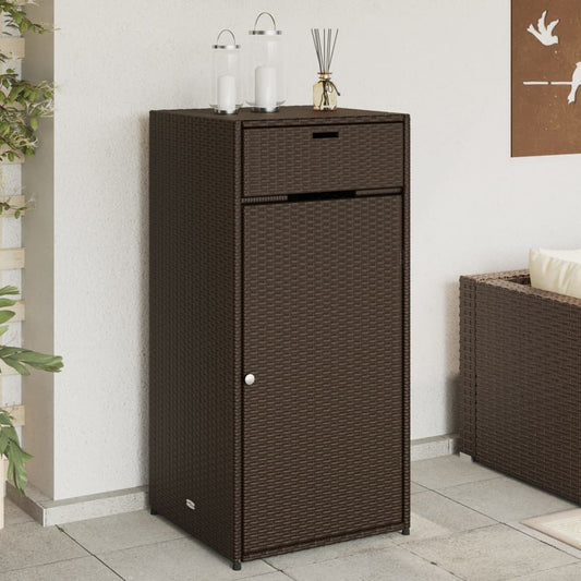 Mobile da deposito giardino marrone 55x55x111 cm resina intrecciata