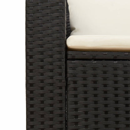5 pezzi mobili da giardino con cuscini in resina intrecciata nera Acacia