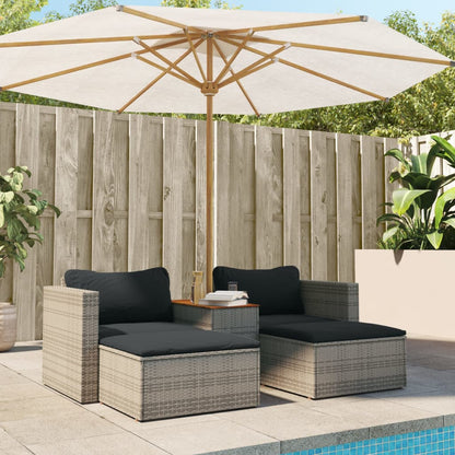 5 pezzi mobili da giardino con cuscini in resina intrecciata grigia acacia