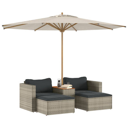 5 pezzi mobili da giardino con cuscini in resina intrecciata grigia acacia