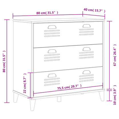 Solid pine wood viken chest of drawers
