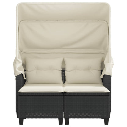 2 -seater garden sofa with wardrobe and black rattan stools