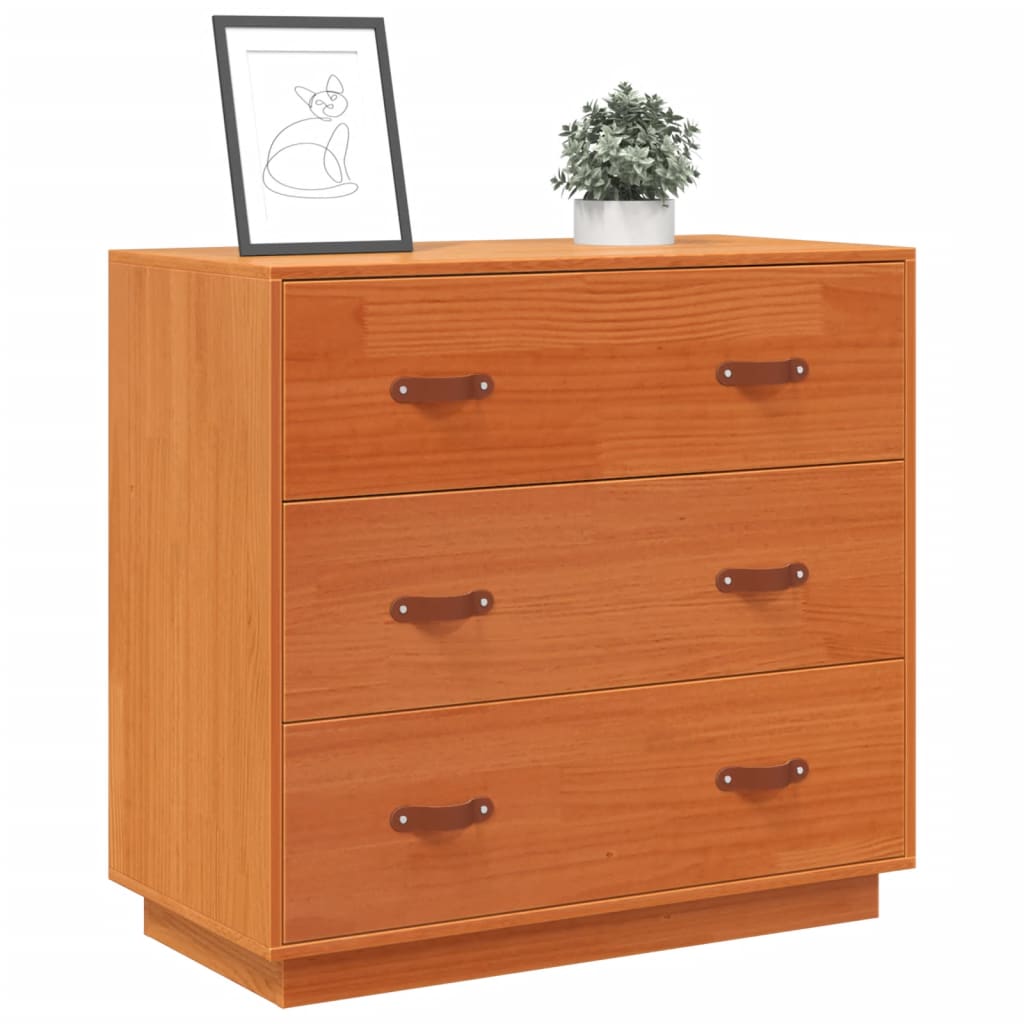 Buffet cire marron 80x40x75 cm bois massif de pin