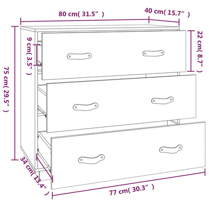 Buffet cire marron 80x40x75 cm bois massif de pin