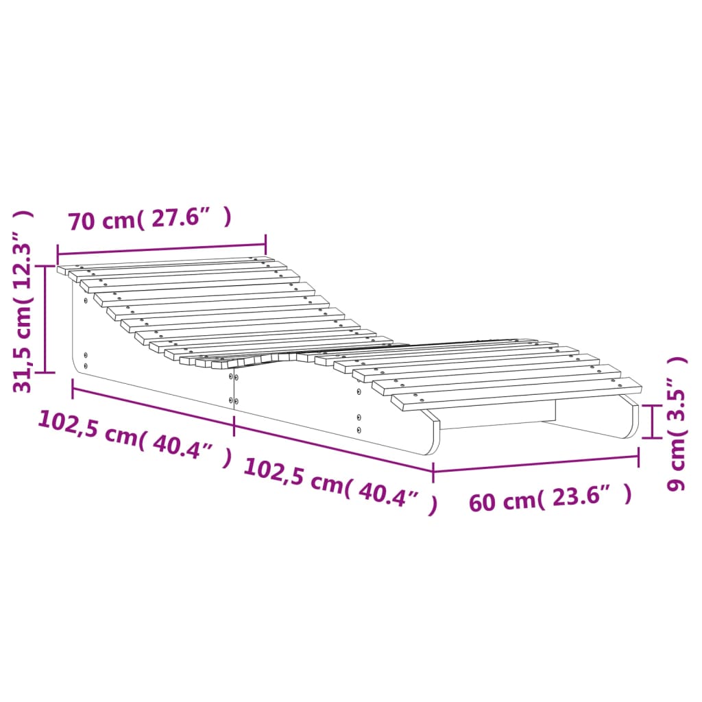 Silla larga 205x70x31.5 cm de madera de pino sólido