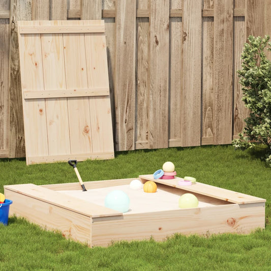 Sandbox con copertura 111x111x19,5 cm in legno di pino solido