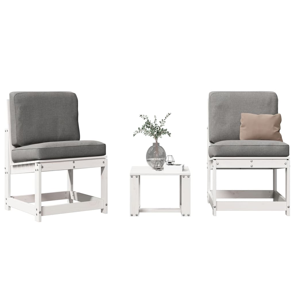 3 PCS Muebles de jardín blanco Madera de pino sólido