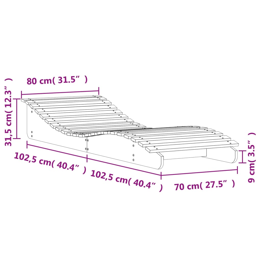 Silla larga cera marrón 205x80x31.5 cm de pino sólido