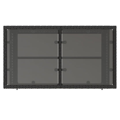 Móveis de jardim com almofadas 4 PCs vidro de resina trançada preta