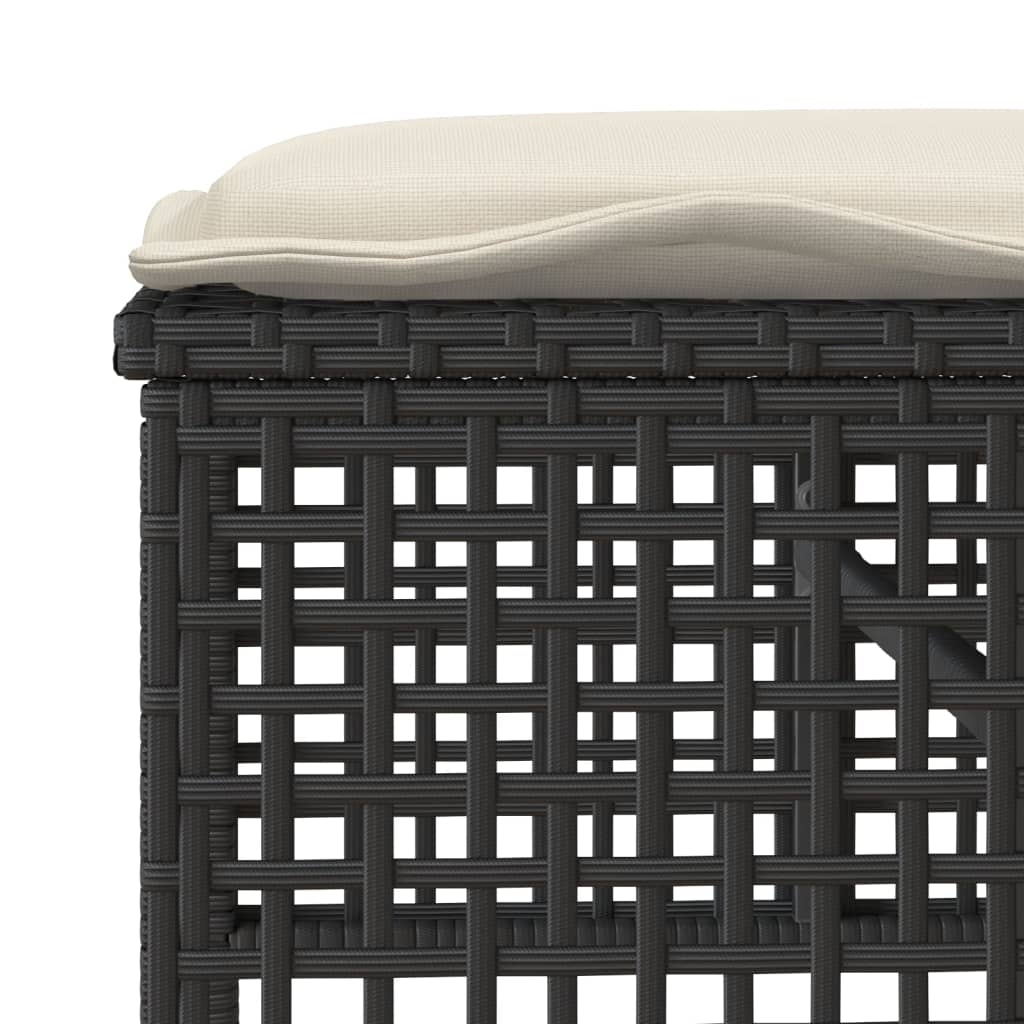 Móveis de jardim com almofadas 4 PCs vidro de resina trançada preta
