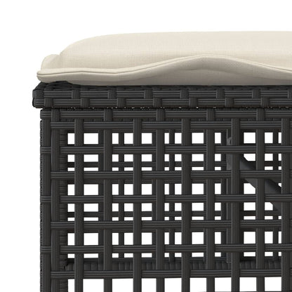 Móveis de jardim com almofadas 4 PCs vidro de resina trançada preta