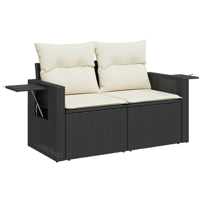 8 PCS Muebles de jardín con cojines de resina trenzado negro