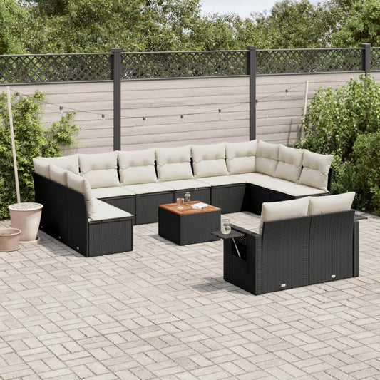 Mobili da giardino con cuscini 13 pezzi intrecciata nera intrecciata