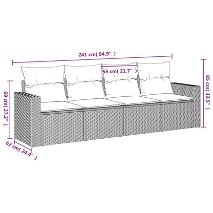 4 pcs garden furniture with braided brown resin cushions